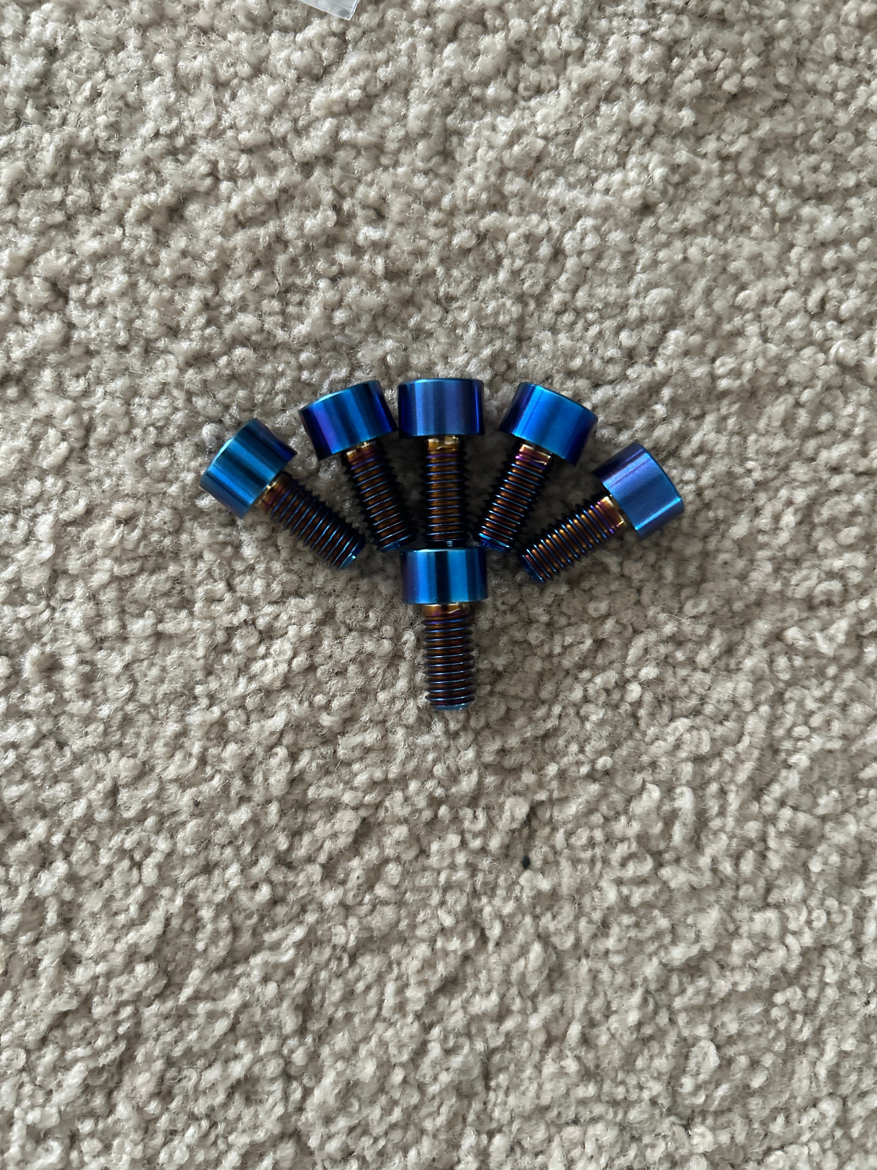Burnt blue titanium sprocket bolts.(6 bolts)