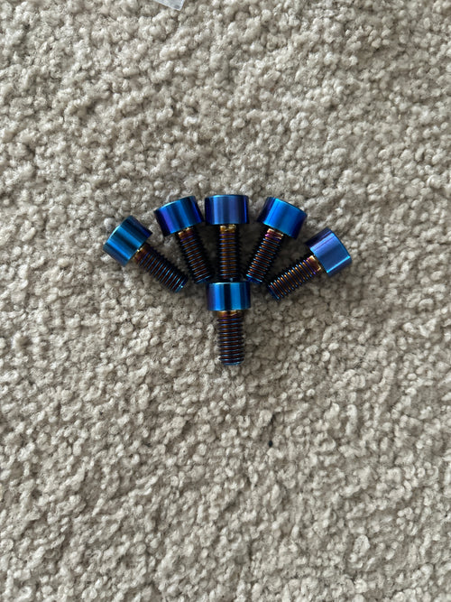 Burnt blue titanium sprocket bolts.(6 bolts)